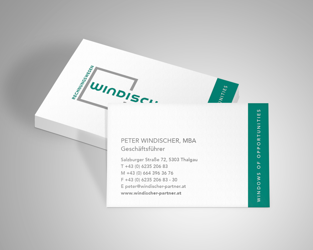 Windischer Visitenkarte Design, Referenz Werbeagentur Ramses, Salzburg, Print, Marketing, Design, Grafik, Werbung